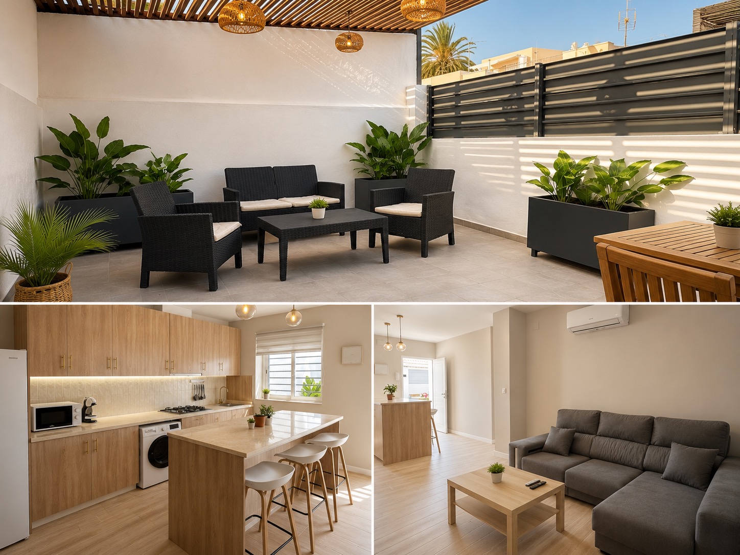 Pintor Varela, zonas comunes: terraza, cocina y salón